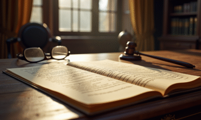 Manuscrit ancien ouvert sur un bureau en bois avec lunettes à côté