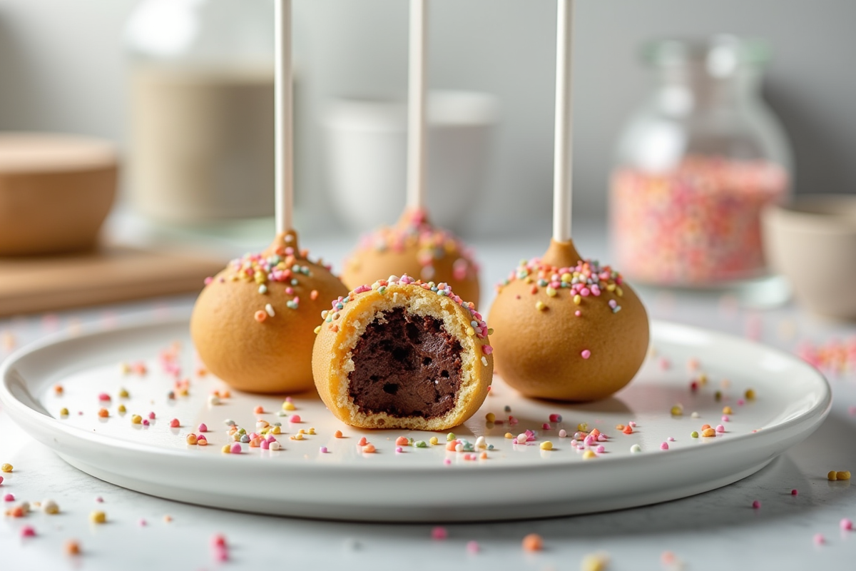 Cake pops au chocolat avec décorations colorées