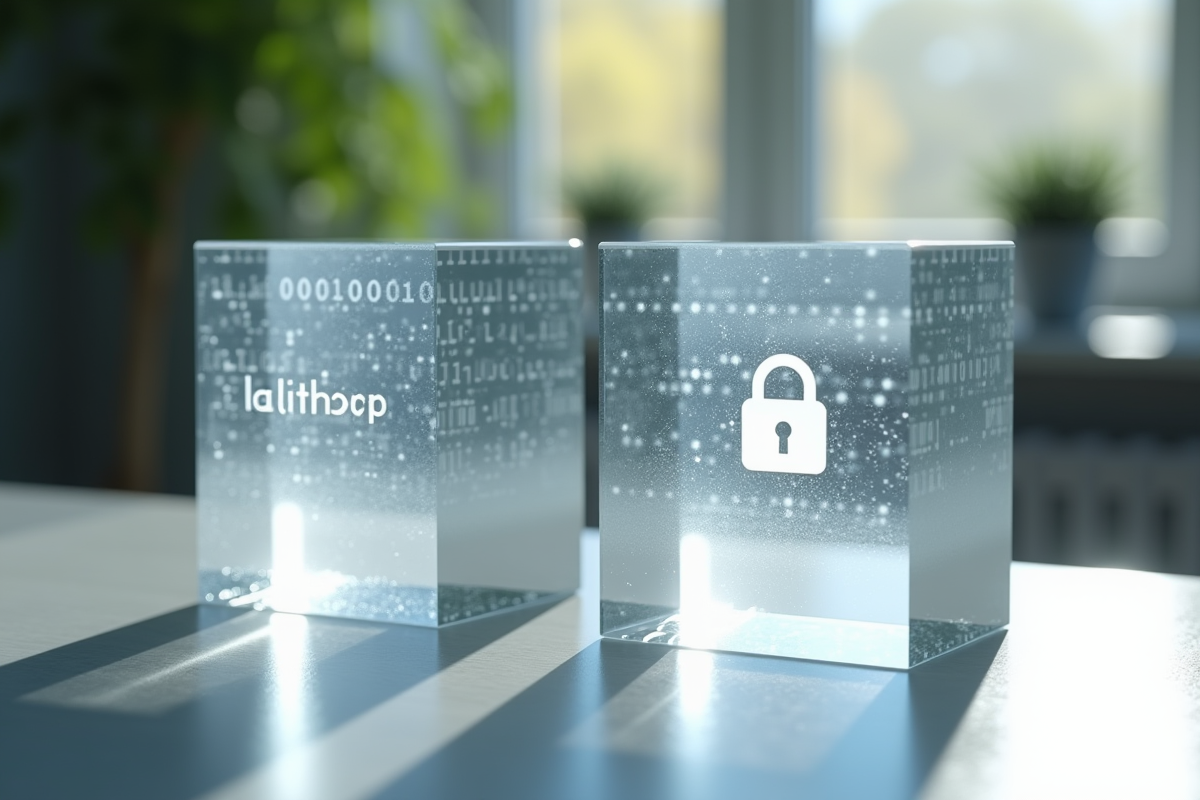Deux cubes en cristal représentant une blockchain publique et privée