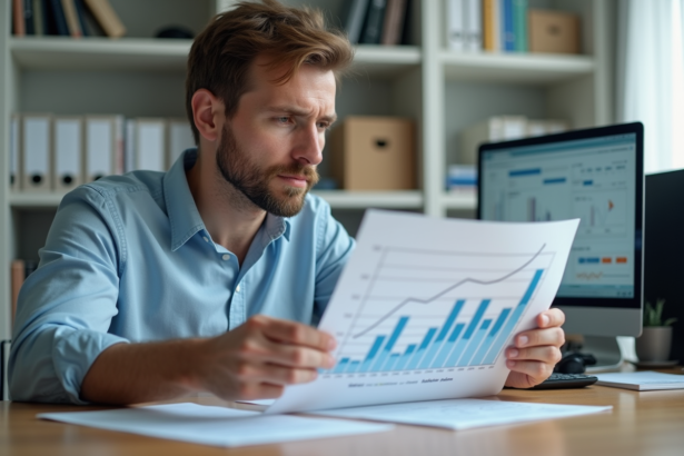 Homme en analyse financière avec graphique Palma