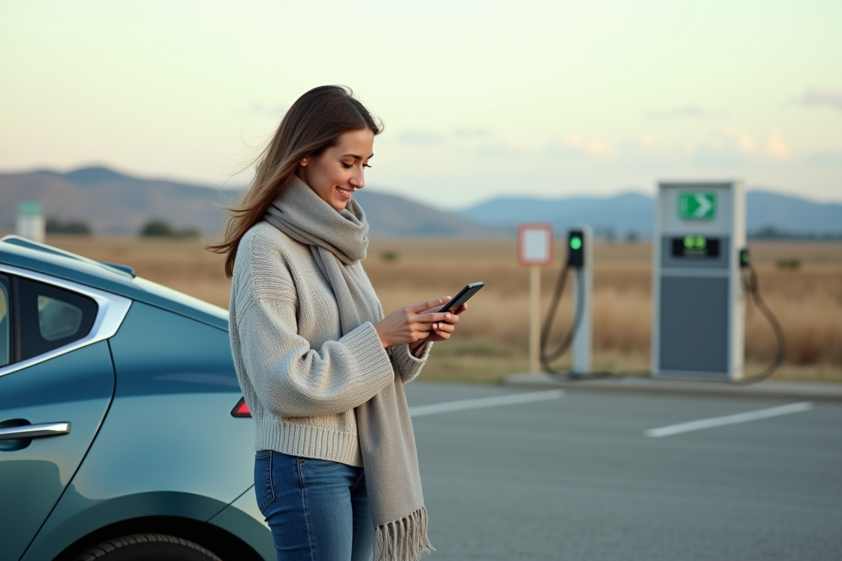 Jeune femme utilisant son smartphone à côté d