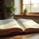 Livre de droit civil ouvert sur un bureau ensoleille