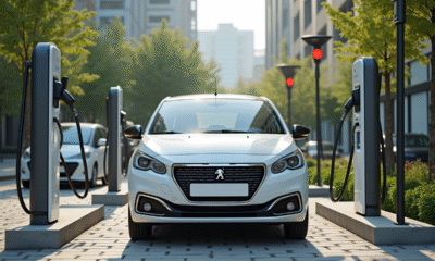 Peugeot 208 électrique au station de charge urbaine
