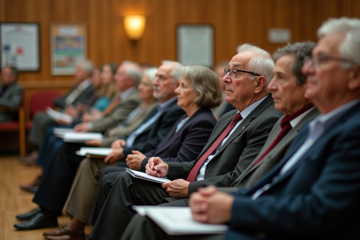 Réunion intergénérationnelle dans une salle communautaire